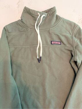 Vineyard Vines Olive Green Fleece Mock Neck Pullover